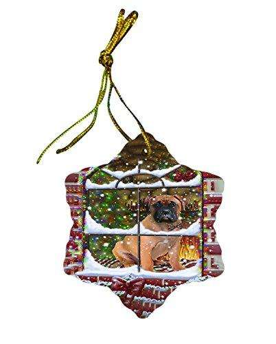 Bullmastiff Dog Christmas Snowflake Ceramic Ornament