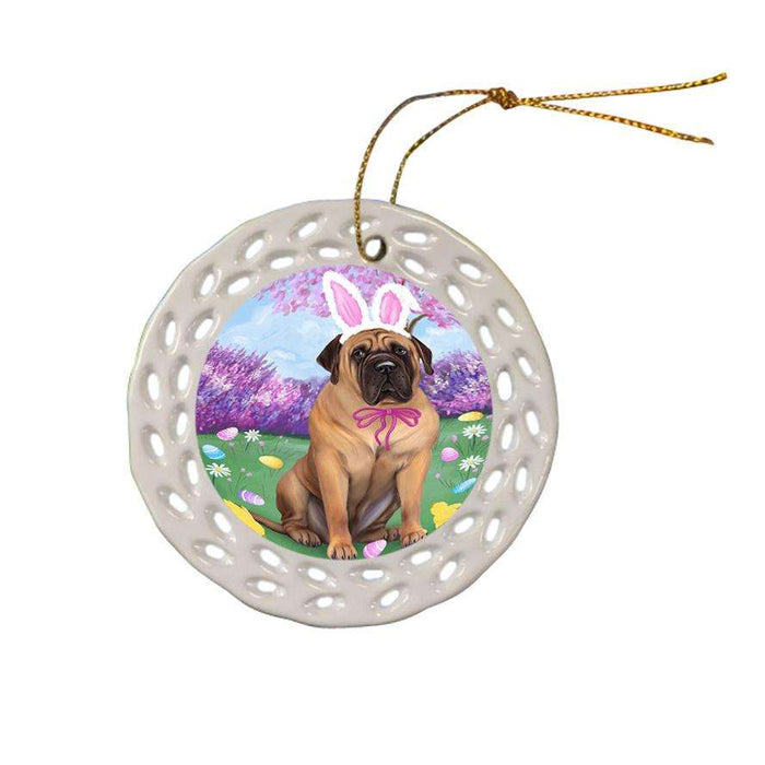 Bullmastiff Dog Easter Holiday Ceramic Doily Ornament DPOR49082