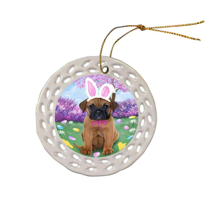 Bullmastiff Dog Easter Holiday Ceramic Doily Ornament DPOR49083
