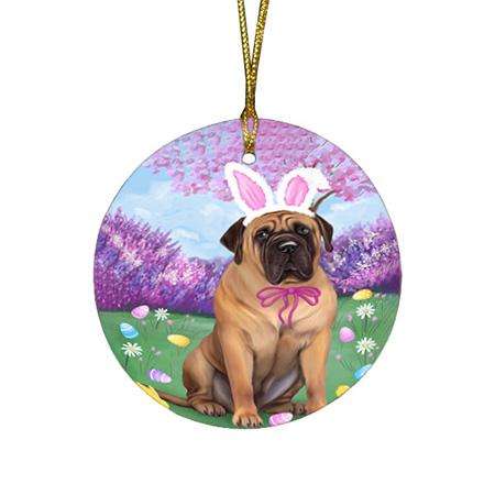 Bullmastiff Dog Easter Holiday Round Flat Christmas Ornament RFPOR49073