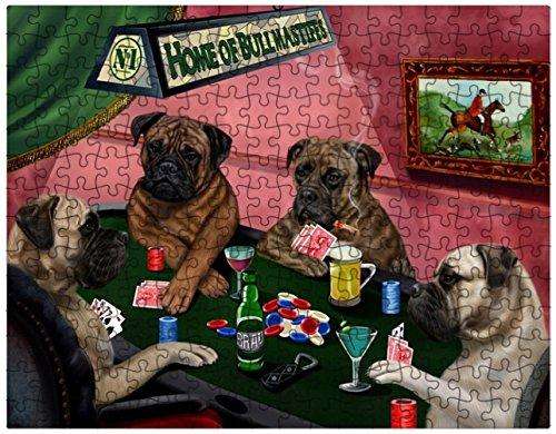 Bullmastiff Dogs Playing Poker 500 Pc. Puzzle with Photo Tin
