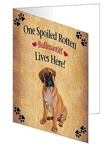 Bullmastiff Spoiled Rotten Dog Handmade Artwork Assorted Pets Greeting Cards and Note Cards with Envelopes for All Occasions and Holiday Seasons