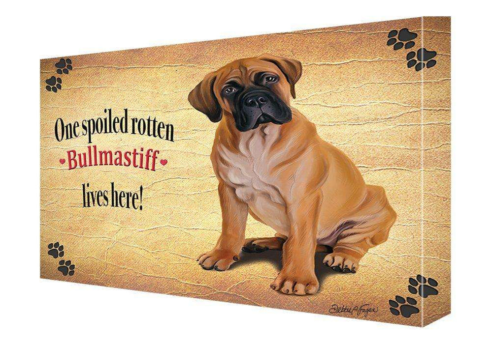 Bullmastiff Spoiled Rotten Dog Painting Printed on Canvas Wall Art Signed