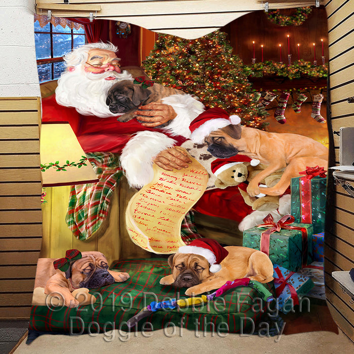 Santa Sleeping with Bullmastiff Dogs Quilt