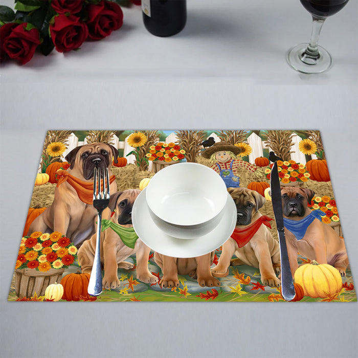 Fall Festive Harvest Time Gathering Bullmastiff Dogs Placemat