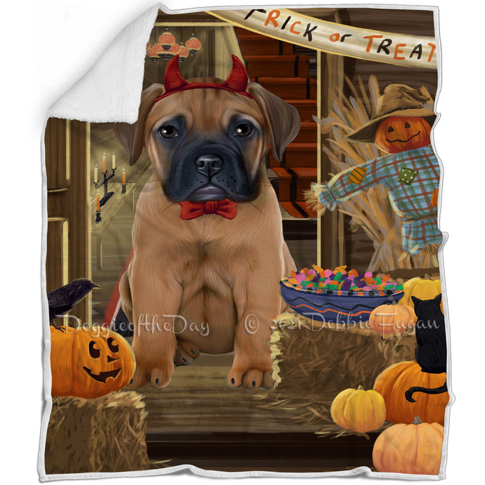 Enter at Own Risk Trick or Treat Halloween Bullmastiff Dog Blanket BLNKT94899