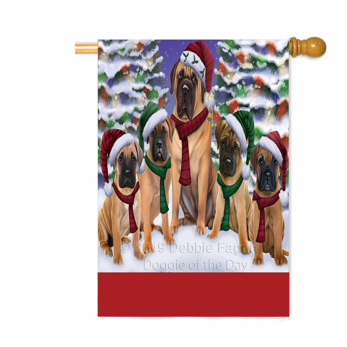 Personalized Christmas Happy Holidays Bullmastiff Dogs Family Portraits Custom House Flag FLG-DOTD-A59161
