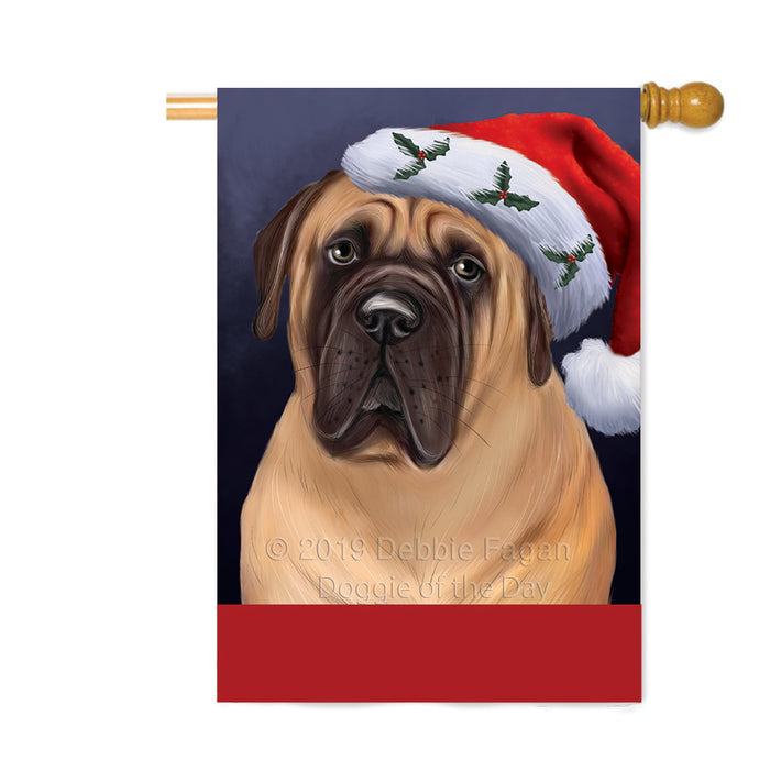 Personalized Christmas Holidays Bullmastiff Dog Wearing Santa Hat Portrait Head Custom House Flag FLG-DOTD-A59871