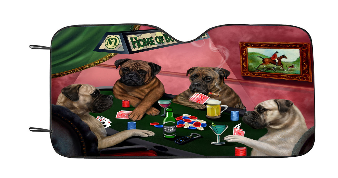 Home of  Bullmastiff Dogs Playing Poker Car Sun Shade