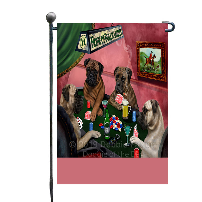 Personalized Home of Bullmastiff Dogs Four Dogs Playing Poker Custom Garden Flags GFLG-DOTD-A60254