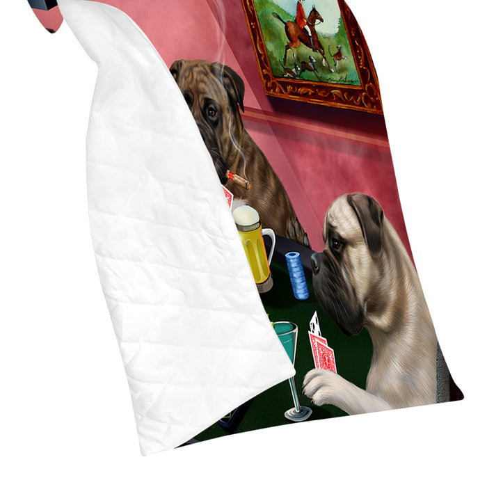 Home of  Bullmastiff Dogs Playing Poker Quilt