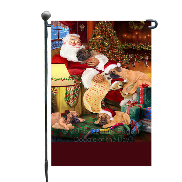 Personalized Bullmastiff Dogs and Puppies Sleeping with Santa Custom Garden Flags GFLG-DOTD-A62616
