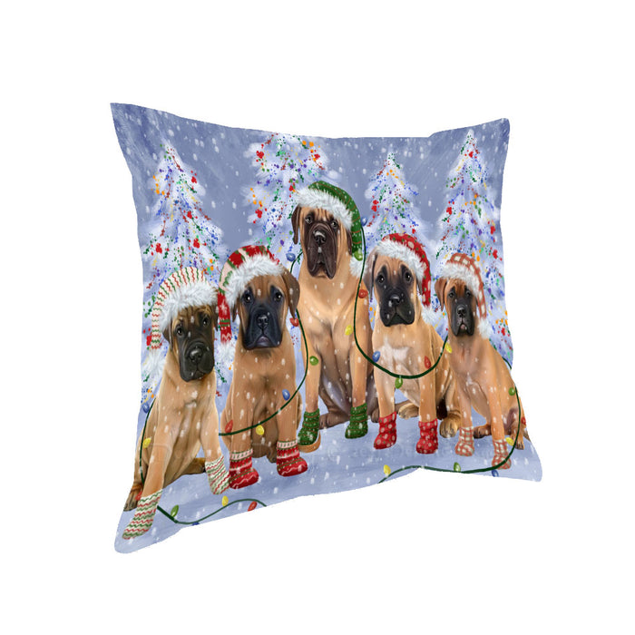 Christmas Lights and Bullmastiff Dogs Pillow with Top Quality High-Resolution Images - Ultra Soft Pet Pillows for Sleeping - Reversible & Comfort - Ideal Gift for Dog Lover - Cushion for Sofa Couch Bed - 100% Polyester