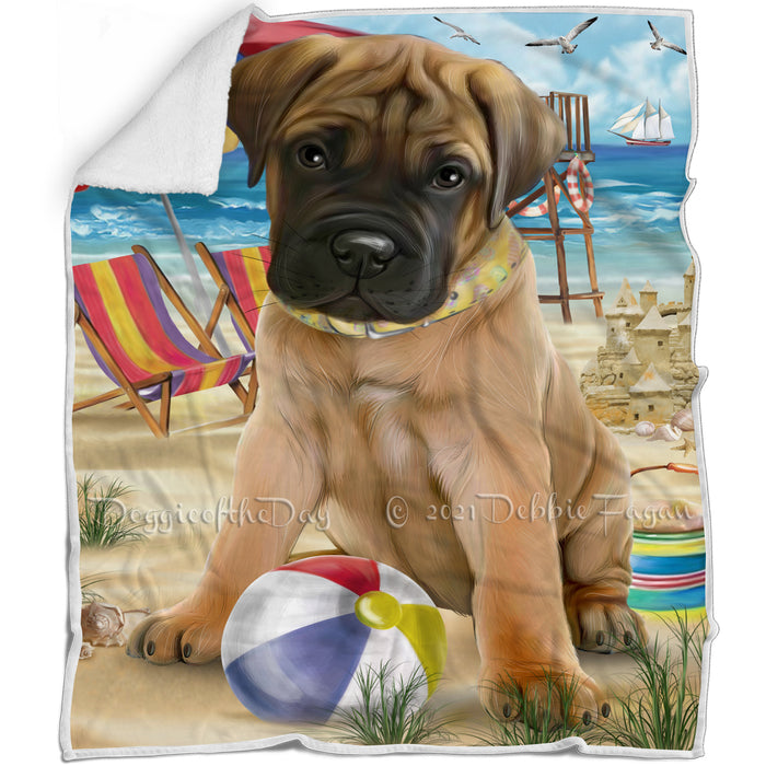 Pet Friendly Beach Bullmastiff Dog Blanket BLNKT65766