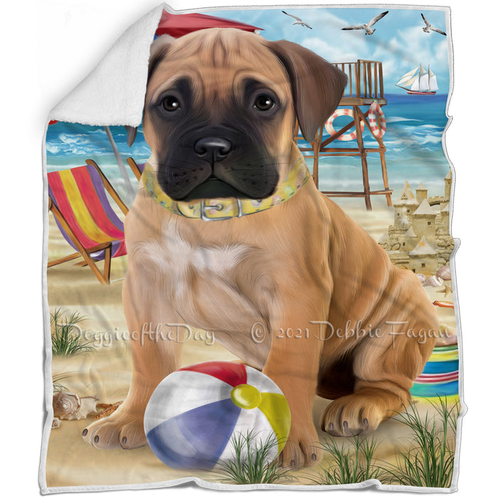 Pet Friendly Beach Bullmastiff Dog Blanket BLNKT65793