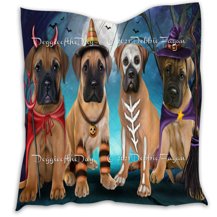 Happy Halloween Trick or Treat Bullmastiff Dogs Lightweight Soft Bedspread Coverlet Bedding Quilt QUILT60281