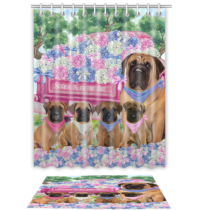 Bullmastiff Shower Curtain & Bath Mat Set: Explore a Variety of Designs, Custom, Personalized, Curtains with hooks and Rug Bathroom Decor, Gift for Dog and Pet Lovers