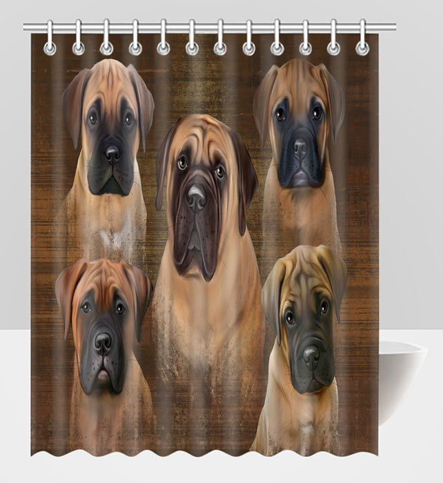Rustic Bullmastiff Dogs Shower Curtain