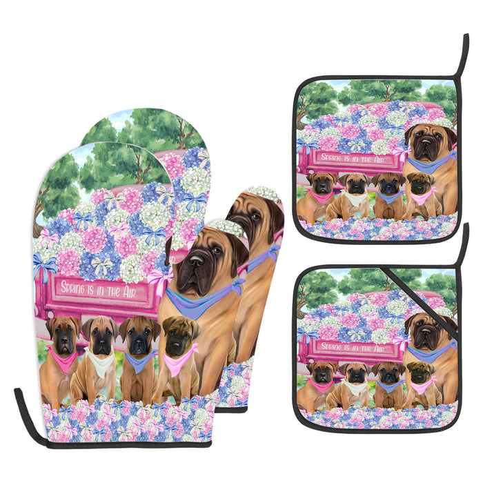 Bullmastiff Oven Mitts and Pot Holder Set, Kitchen Gloves for Cooking with Potholders, Explore a Variety of Designs, Personalized, Custom, Dog Moms Gift