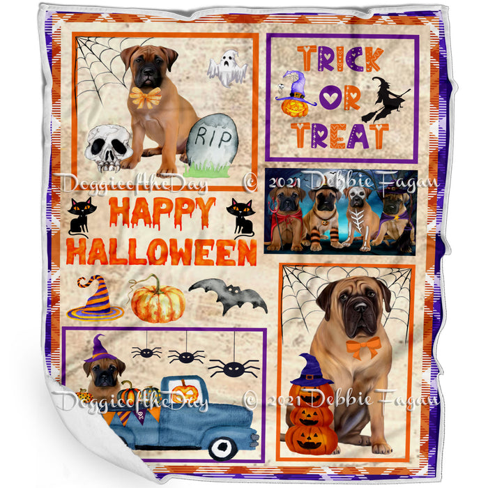 Happy Halloween Trick or Treat Bullmastiff Dogs Blanket BLNKT143732