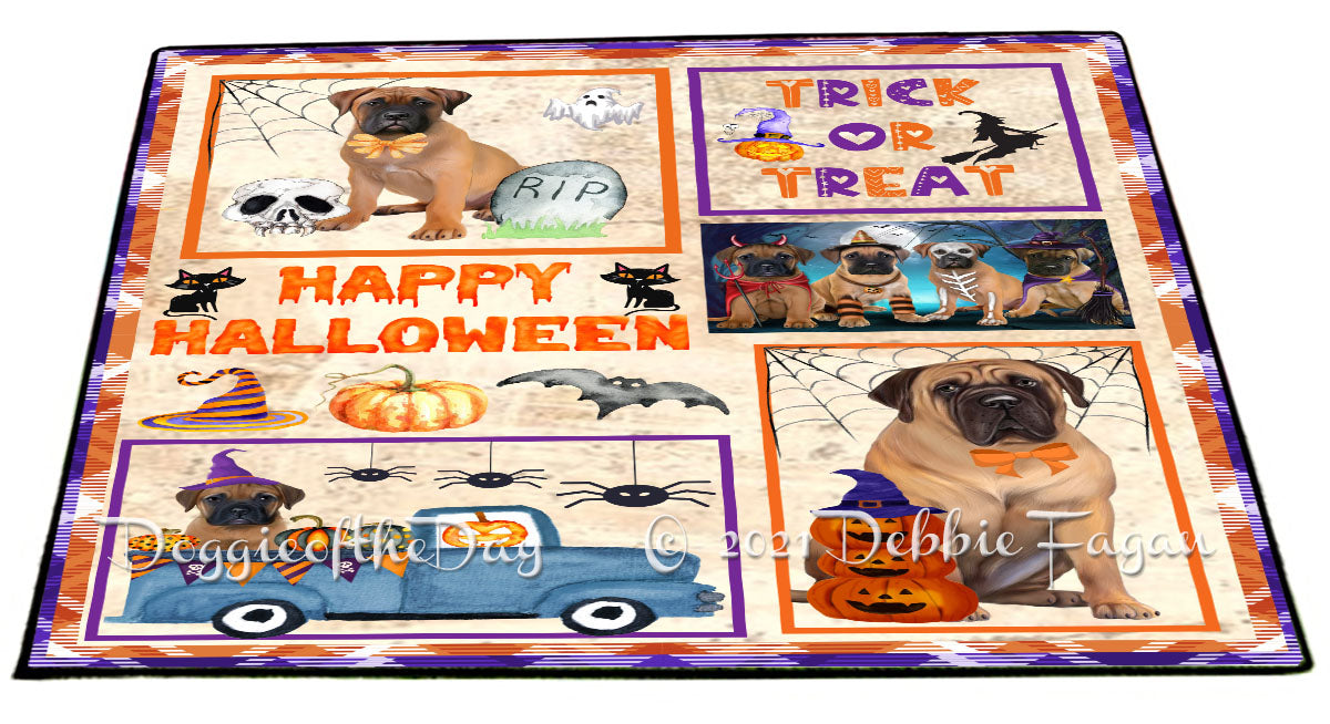 Happy Halloween Trick or Treat Bullmastiff Dogs Indoor/Outdoor Welcome Floormat - Premium Quality Washable Anti-Slip Doormat Rug FLMS58048