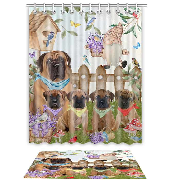 Bullmastiff Shower Curtain with Bath Mat Set: Explore a Variety of Designs, Personalized, Custom, Curtains and Rug Bathroom Decor, Dog and Pet Lovers Gift