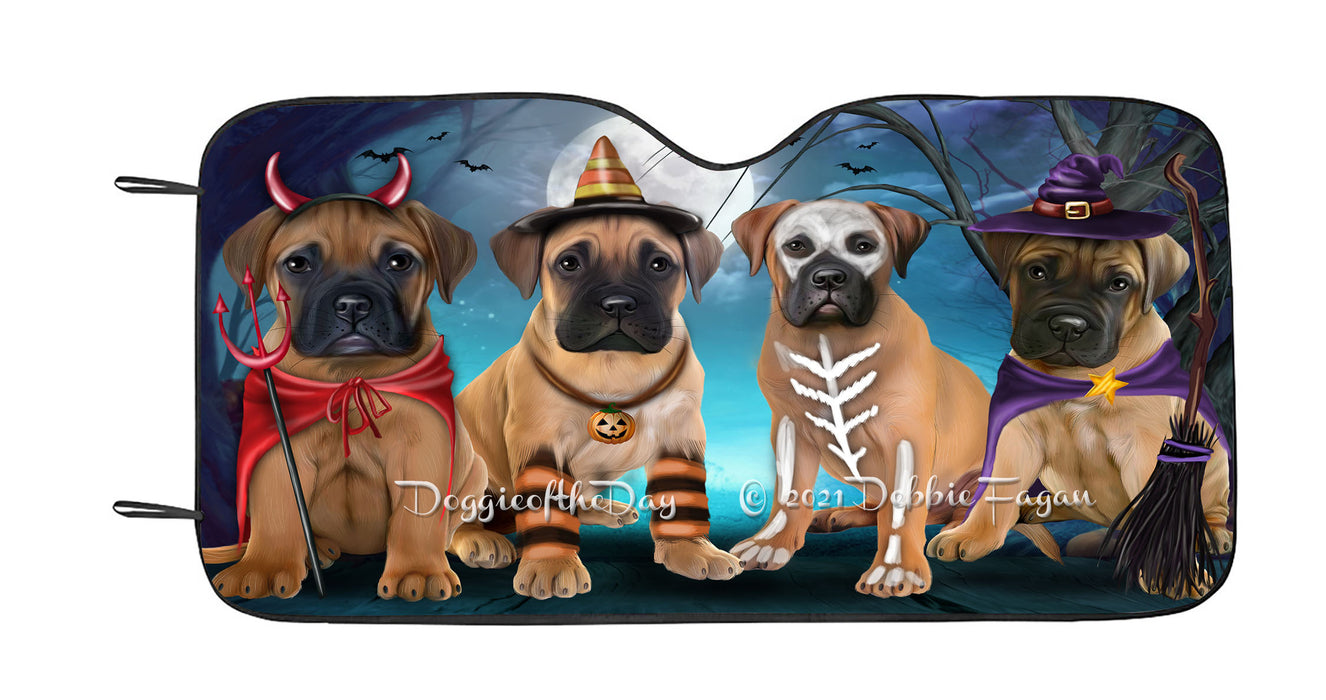 Happy Halloween Trick or Treat Bullmastiff Dogs Car Sun Shade Cover Curtain