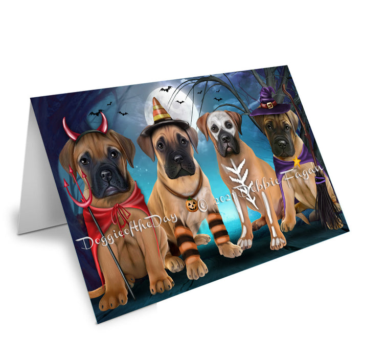 Happy Halloween Trick or Treat Bullmastiff Dogs Handmade Artwork Assorted Pets Greeting Cards and Note Cards with Envelopes for All Occasions and Holiday Seasons GCD76730