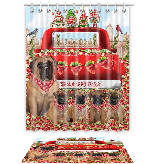 Bullmastiff Shower Curtain & Bath Mat Set, Bathroom Decor Curtains with hooks and Rug, Explore a Variety of Designs, Personalized, Custom, Dog Lover's Gifts