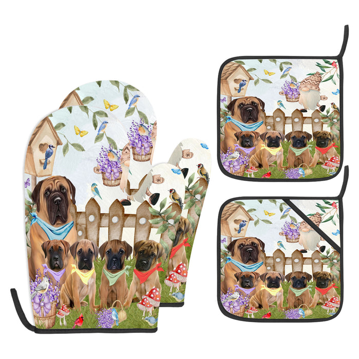 Bullmastiff Oven Mitts and Pot Holder Set, Kitchen Gloves for Cooking with Potholders, Explore a Variety of Custom Designs, Personalized, Pet & Dog Gifts