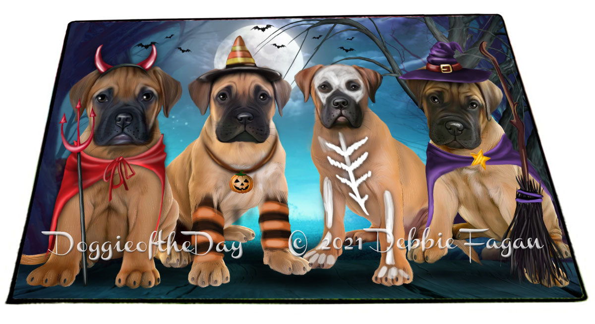 Happy Halloween Trick or Treat Bullmastiff Dogs Indoor/Outdoor Welcome Floormat - Premium Quality Washable Anti-Slip Doormat Rug FLMS58357