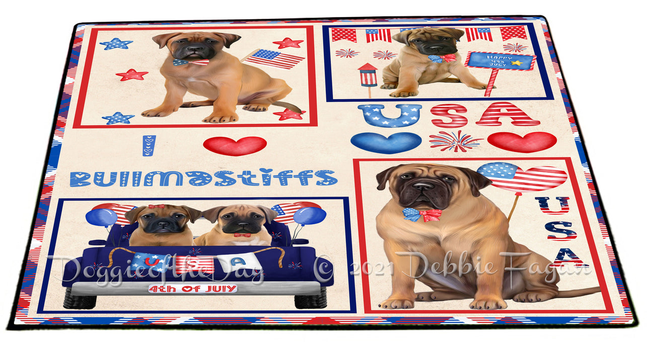 4th of July Independence Day I Love USA Bullmastiff Dogs Floormat FLMS56158 Floormat FLMS56158