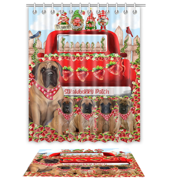 Bullmastiff Shower Curtain & Bath Mat Set: Explore a Variety of Designs, Custom, Personalized, Curtains with hooks and Rug Bathroom Decor, Gift for Dog and Pet Lovers