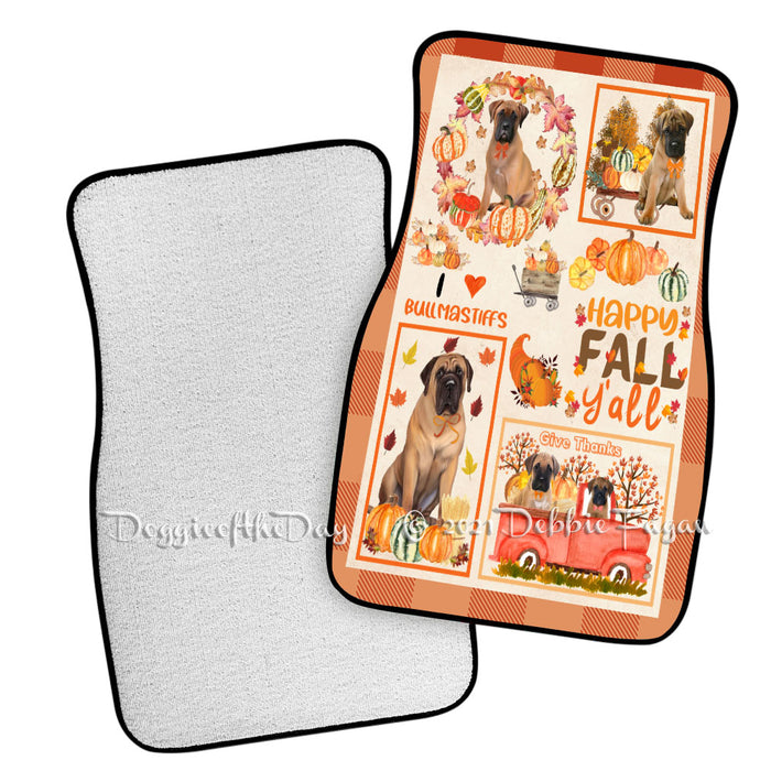 Happy Fall Y'all Pumpkin Bullmastiff Dogs Polyester Anti-Slip Vehicle Carpet Car Floor Mats CFM49150