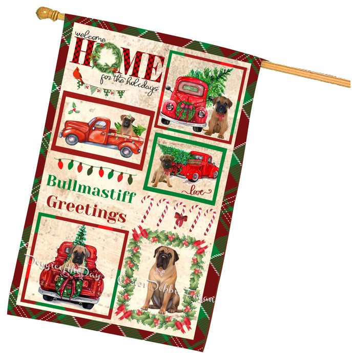 Welcome Home for Christmas Holidays Bullmastiff Dogs House flag FLG66998