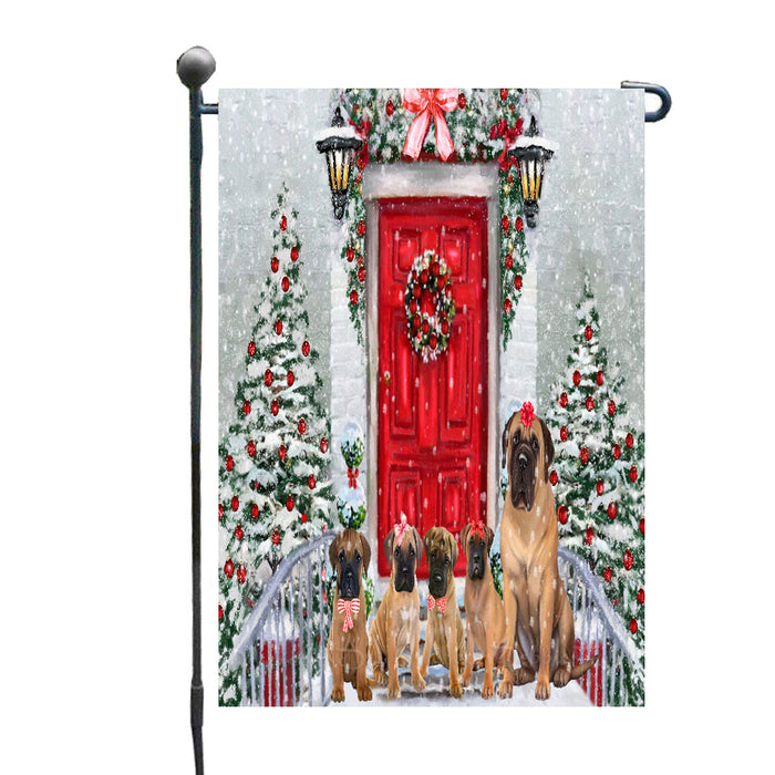 Christmas Holiday Welcome Bullmastiff Dogs Garden Flags- Outdoor Double Sided Garden Yard Porch Lawn Spring Decorative Vertical Home Flags 12 1/2"w x 18"h