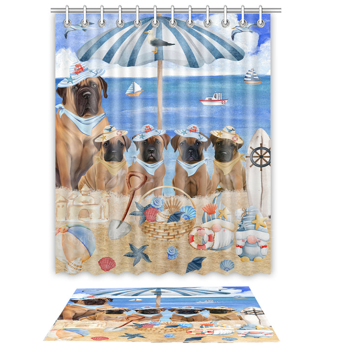Bullmastiff Shower Curtain & Bath Mat Set - Explore a Variety of Personalized Designs - Custom Rug and Curtains with hooks for Bathroom Decor - Pet and Dog Lovers Gift