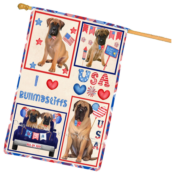 4th of July Independence Day I Love USA Bullmastiff Dogs House flag FLG66940