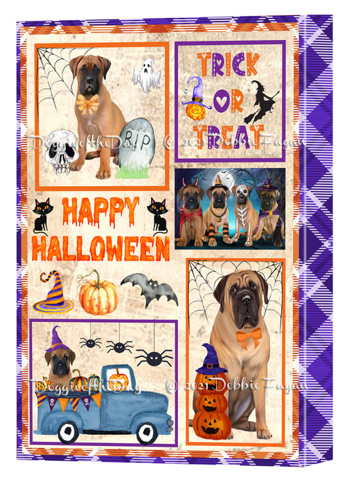Happy Halloween Trick or Treat Bullmastiff Dogs Canvas Wall Art Decor - Premium Quality Canvas Wall Art for Living Room Bedroom Home Office Decor Ready to Hang CVS150371