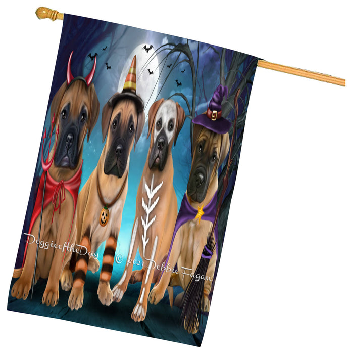 Halloween Trick or Treat Bullmastiff Dogs House Flag Outdoor Decorative Double Sided Pet Portrait Weather Resistant Premium Quality Animal Printed Home Decorative Flags 100% Polyester