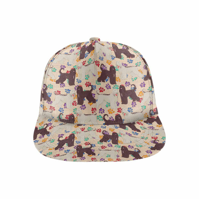 Women's All Over Rainbow Paw Print Afghan Hound Dog Snapback Hat Cap