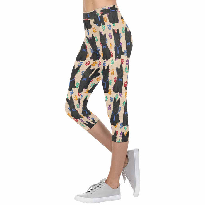 Scottish Terrier Dogs Blue  All-Over Low Rise Capri Leggings (Model L08)