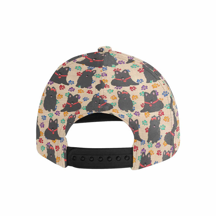 Women's All Over Rainbow Paw Print Belgian Shepherd Dog Snapback Hat Cap