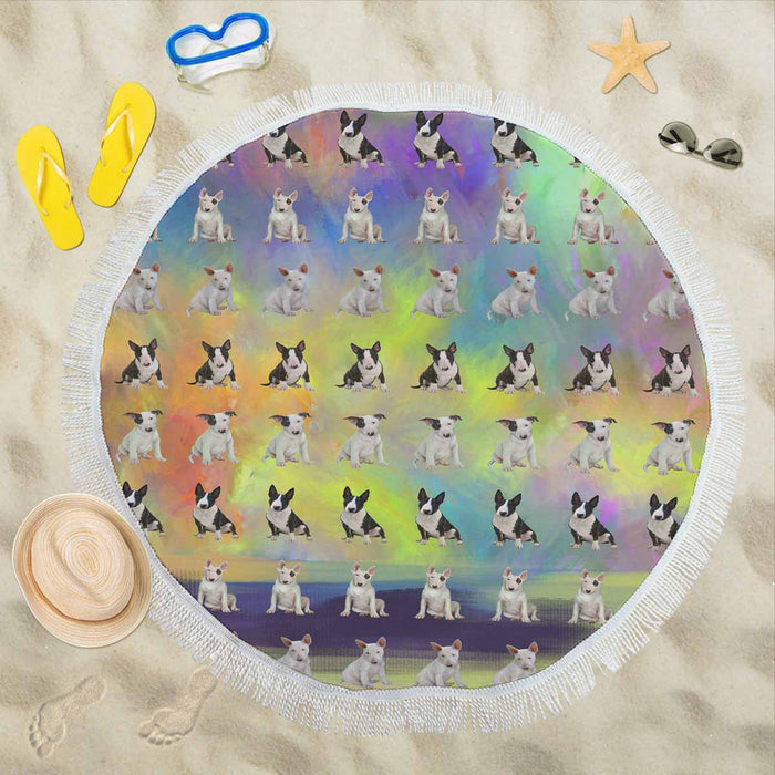 Bull Terrier Dogs  Round Beach Mat 59’’