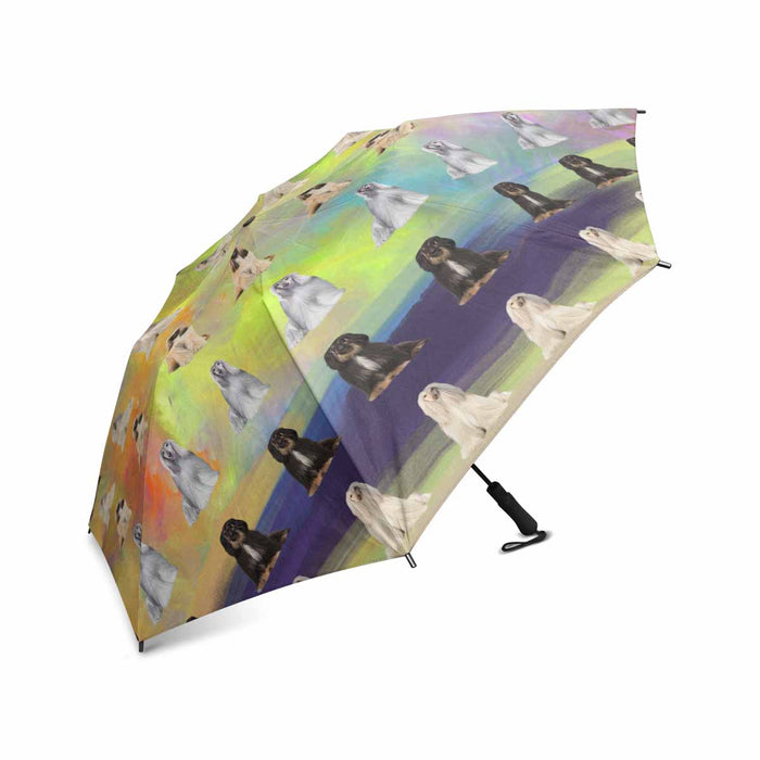 Afghan Hound Dogs Semi-Automatic Foldable Umbrella