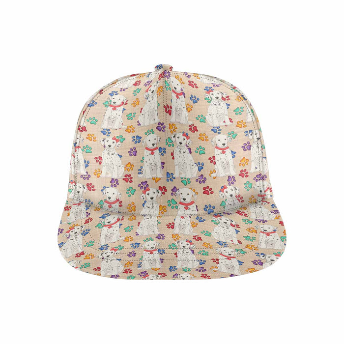 Women's All Over Rainbow Paw Print Dalmatian Dog Snapback Hat Cap