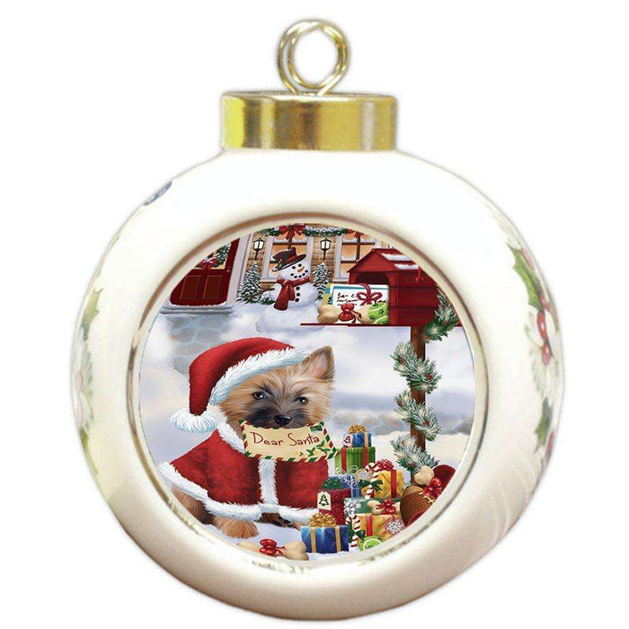 Cairn Terrier Dear Santa Letter Christmas Holiday Mailbox Dog Round Ball Ornament
