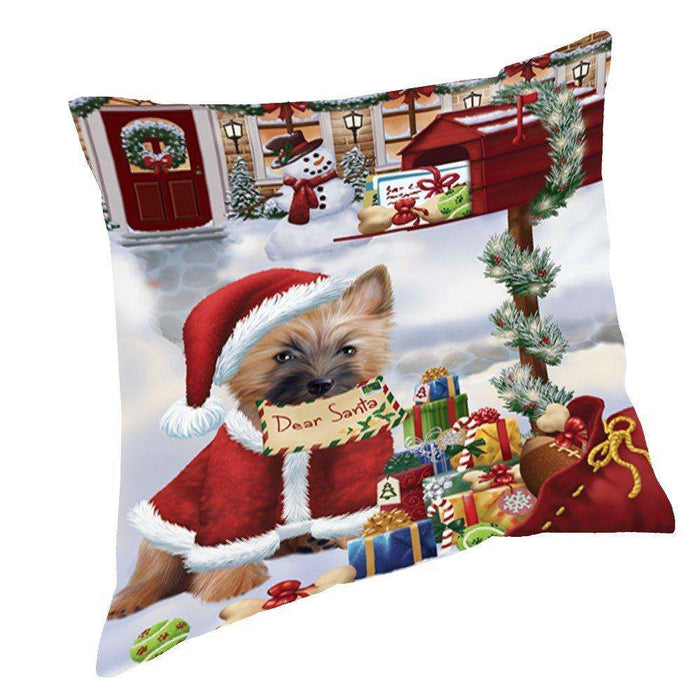 Cairn Terrier Dear Santa Letter Christmas Holiday Mailbox Dog Throw Pillow