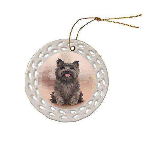 Cairn Terrier Dog Christmas Doily Ceramic Ornament