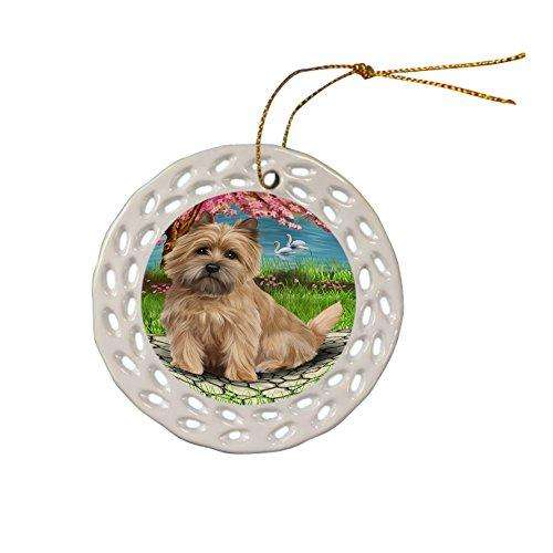 Cairn Terrier Dog Christmas Doily Ceramic Ornament